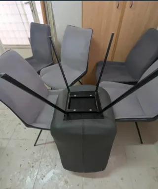 Conjunto de 6 sillas de comedor grises