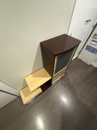Mueble de entrada madera y cristal