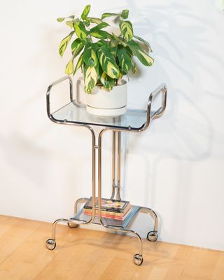 Mesa Carrito Camarera Cromado Metacrilato Años 70