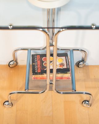 Mesa Carrito Camarera Cromado Metacrilato Años 70