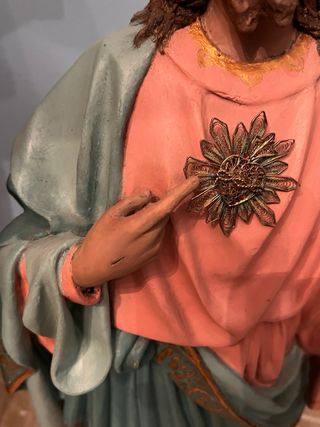 Statua antica Sacro Cuore in papier mache’ e oro