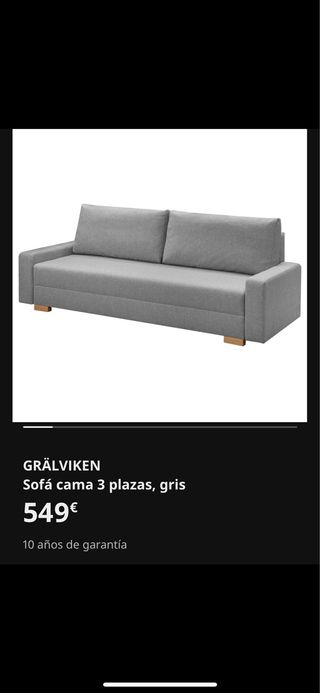 Sofá cama gris de tela