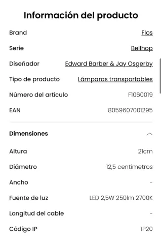 Lámpara recargable FLOS Bellhop Table