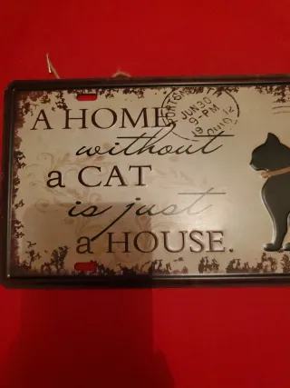 Placa decorativa A HOME is just a CAT