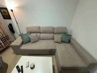 Sofá Chaiselongue Beige 3 Plazas