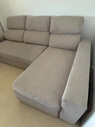 Sofá Chaiselongue Beige 3 Plazas