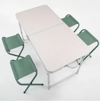 Mesa y 4 taburetes camping plegables Decathlon