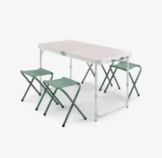 Mesa y 4 taburetes camping plegables Decathlon