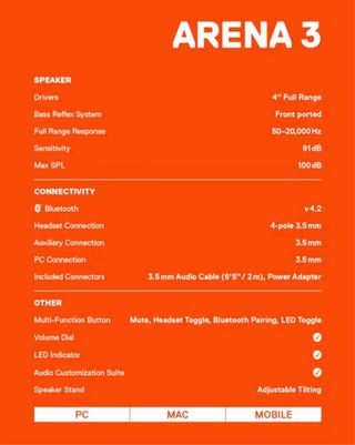 Altavoces Gaming SteelSeries Arena 3 negros