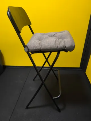 Taburete Ikea Plegable Madera y Metal con cojín