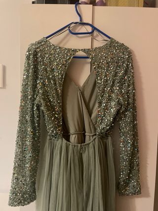 Vestido de Gala Cossy Verde y Plateado