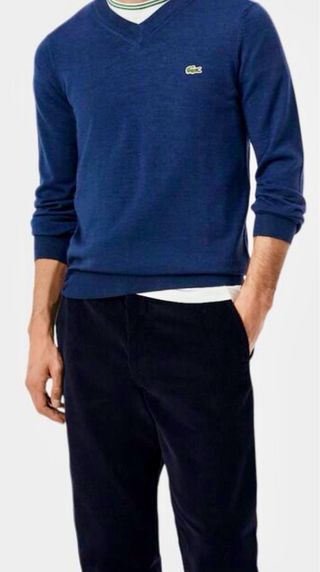 Jersey Lana Lacoste Hombre Azul Talla XL