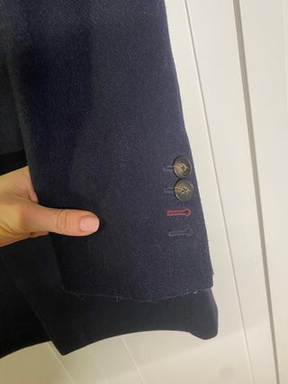 Abrigo Caramelo paño azul talla 50
