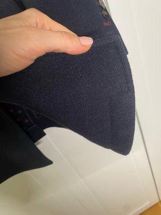 Abrigo Caramelo paño azul talla 50