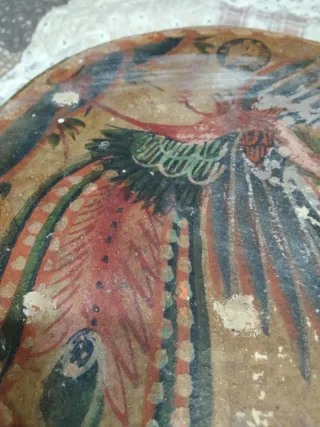 Tambor chino vintage pintado a mano