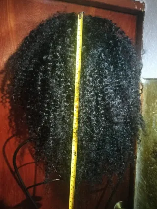 Peluca rizada pelo natural negra