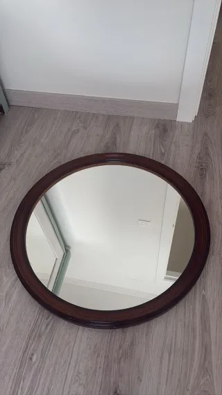 Espejo ovalado madera y cristal