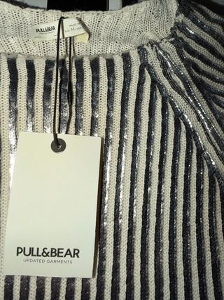 Pull&Bear Top Fiesta Lentejuelas Plateadas