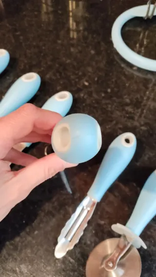 Set Utensilios Cocina Azul y Plata