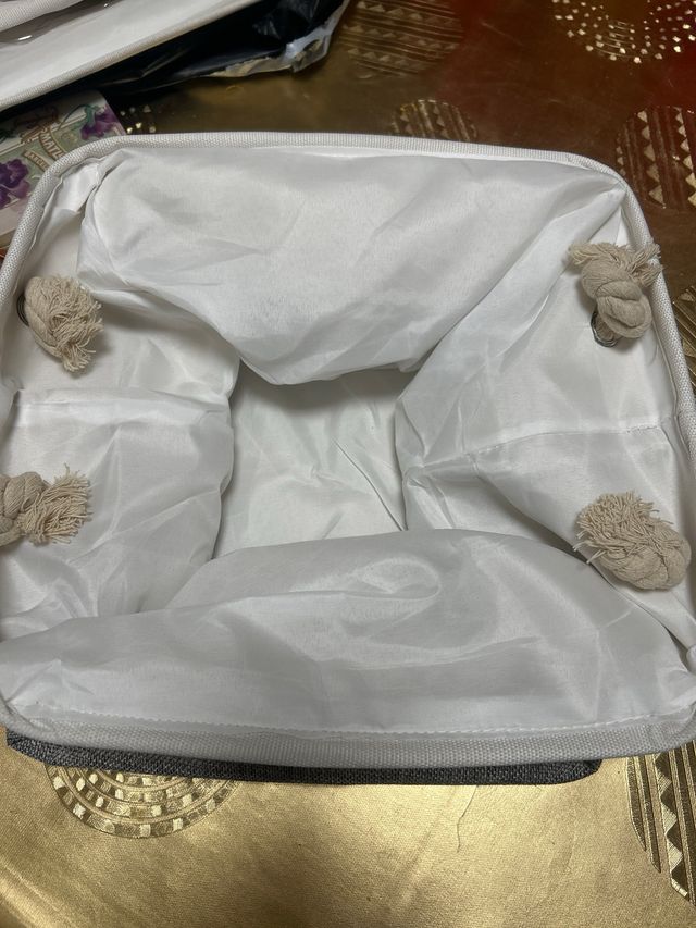 Cestos de tela con asas (gris y blanco)