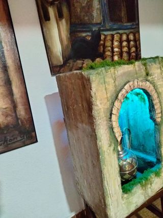 Lámpara/fuente artesanal de estilo Árabe.