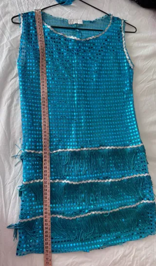 Disfraz charleston niña lentejuelas azul con fleco