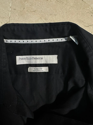 Camisa Perry Ellis Premium Negra City Fit Algodón