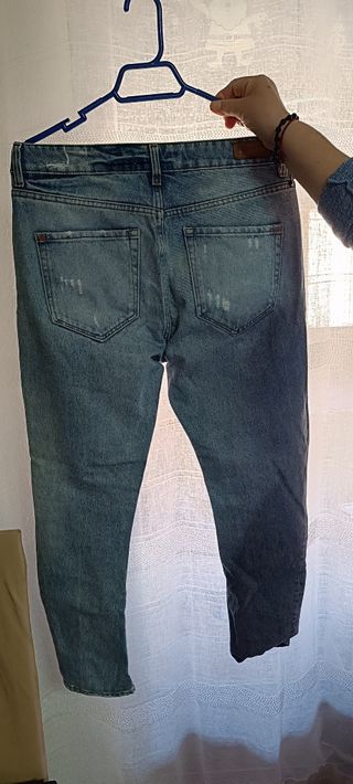 Pantalón Mango Talla 38 Roto Desgastado