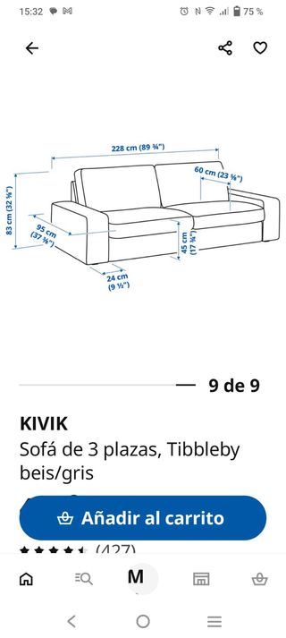 Sofá beige y gris de tela