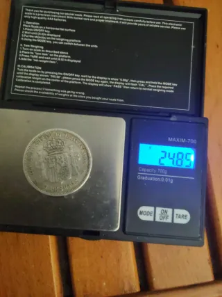 Moneda Plata 1871 Rey Amadeo I España