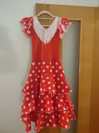 Traje Sevillana Lunares Rojo Niña 10 Años
