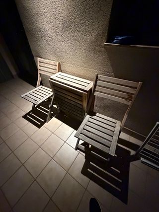 Mesa y 2 Sillas Plegables Madera Exterior Ikea