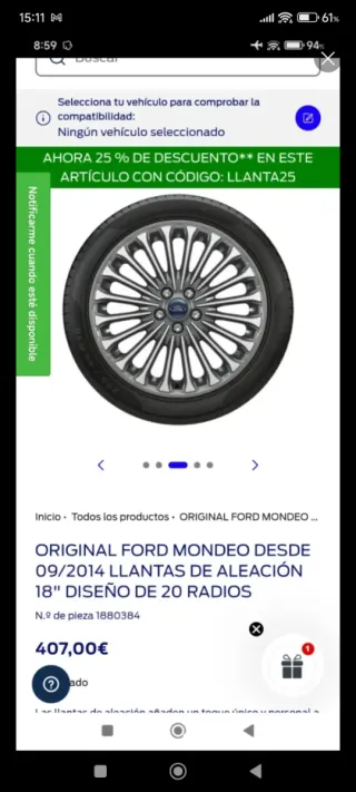 Llantas originales Ford 18"