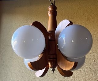 Lámpara colgante madera y cristal