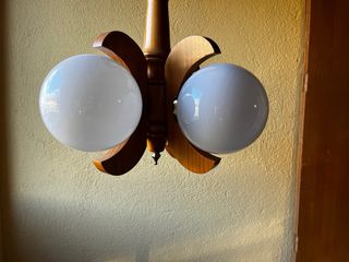 Lámpara colgante madera y cristal