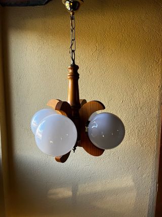 Lámpara colgante madera y cristal