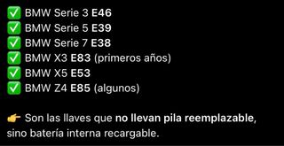 Batería recargable para llave BMW