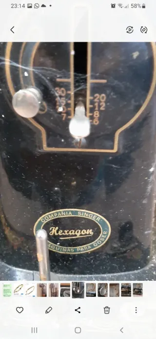 Máquina de coser antigua Hexagon
