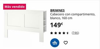 Cabecero BRIMNES 160cm Compartimento Blanco