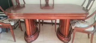 Mesa clásica + 6 sillas comedor madera