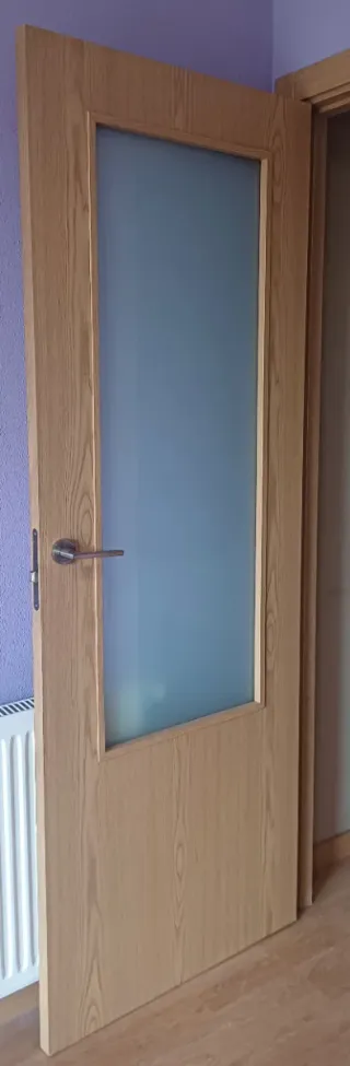 Puerta de salón con panel de cristal