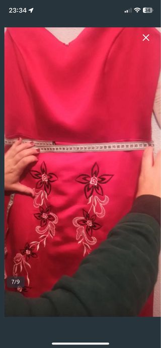 Vestido fiesta rojo con bolero negro