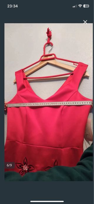 Vestido fiesta rojo con bolero negro