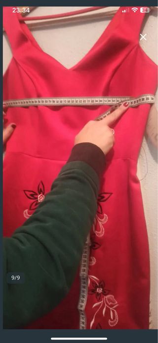 Vestido fiesta rojo con bolero negro