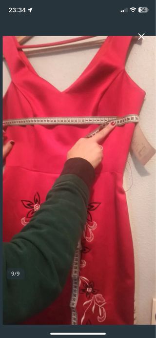 Vestido fiesta rojo con bolero negro