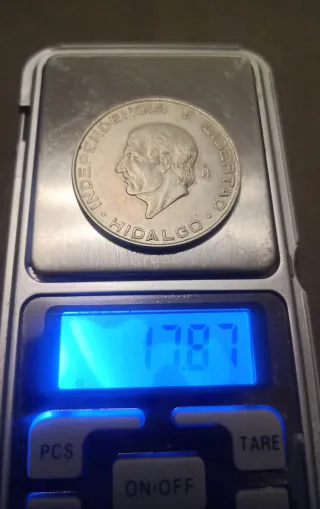 Moneda 5 Pesos Plata Ley 720 México 1957 Hidalgo