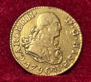 Moneda Oro 1/2 Escudo Carlos IIII 1796 MF