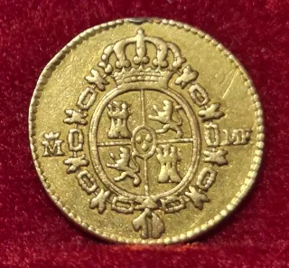 Moneda Oro 1/2 Escudo Carlos IIII 1796 MF