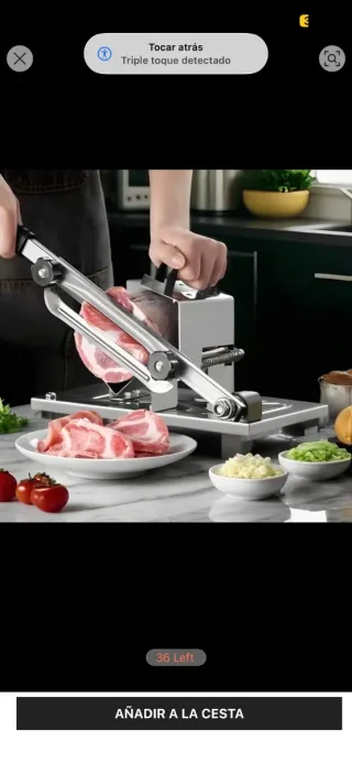 Cortador lonchas carne/verdura manual. nueva