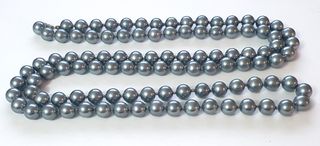 Collana di perle vetro vintage colore grigio